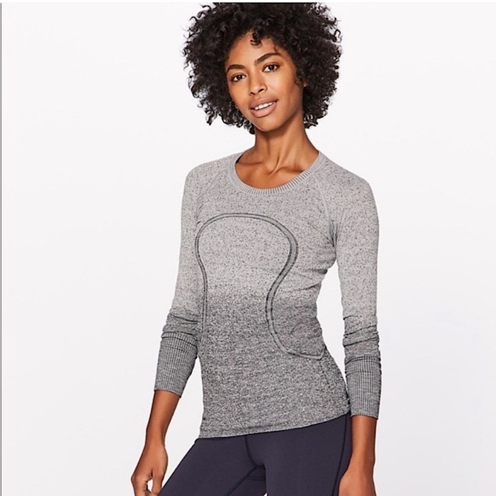 Lululemon Swiftly Tech Long Sleeve Size 4 White/Grey Ombré